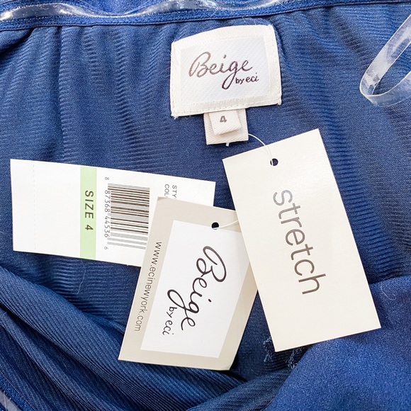 Beige By Eci Off the Shoulder Navy Midi Dress - Picture 5 of 8